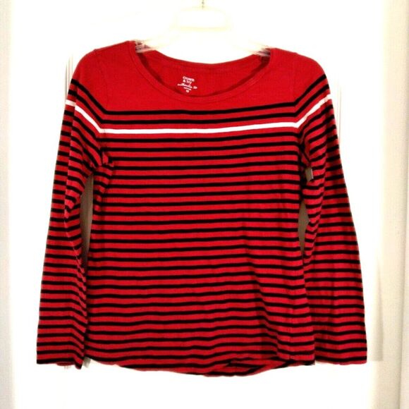 Crown & Ivy Authentic Tee Woman Red Stripe Top Lightweight - Picture 2 of 5